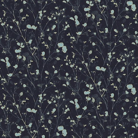 Virágos-leveles tapéta fekete, türkiz színekkel.alder Teal Lot 403