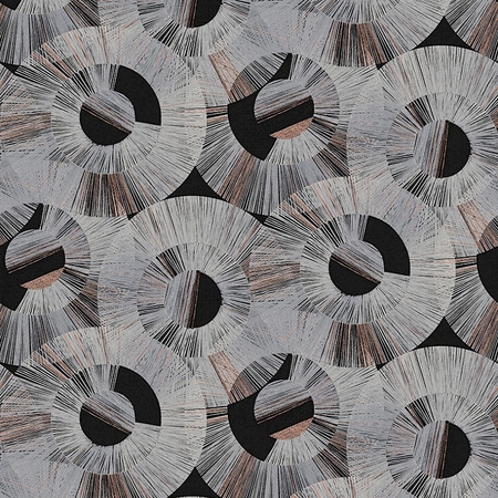 Kör alakú mintás , fekete-ezüst-réz színű design tapéta.Circum Canyon SPI601