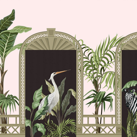 Eklektikus trópusi hangulatú poszter egzotikus állatokkal