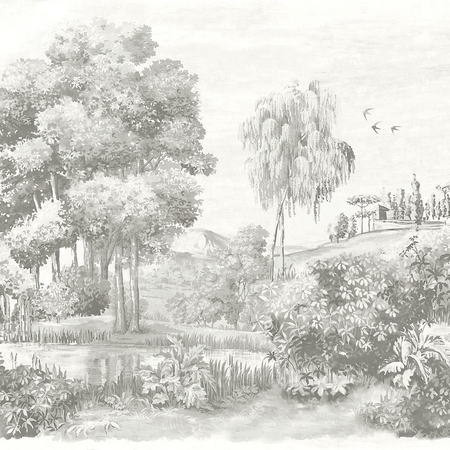 Khroma Landscape Crayon - Fekete-fehér tájképes design, poszter tapéta