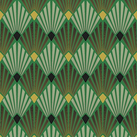 Art Deco mintás tapéta,zöld-arany színben.Diego Viridis HAV403