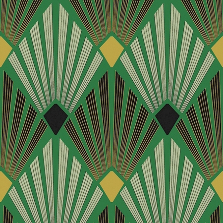 Art Deco mintás tapéta,zöld-arany színben.Die
