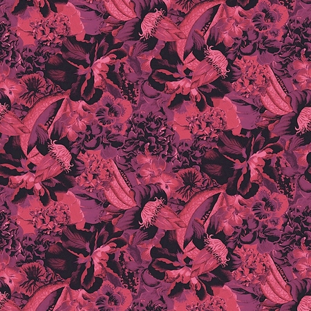 Élénk pink, viola , extravagáns színű tapéta.Trópusi gyümölcsös mintája, valamint a nagy virágokkal, lombokkal az egzotikumot idézi fel ez a design tapéta.Frida Viola HAV903