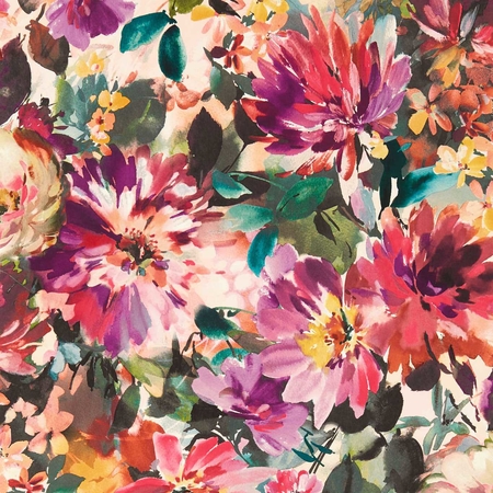 Trópusi, színes virágos design tapéta.Fukszia színben.Clarke & Clarke TAHITI FUCHSIA  W0145/02